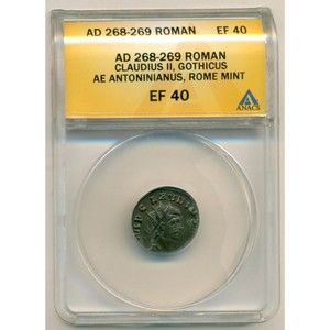 Roman Empire Claudius II Gothicus AE Antoninianus rv Providentia XF40 ANACS